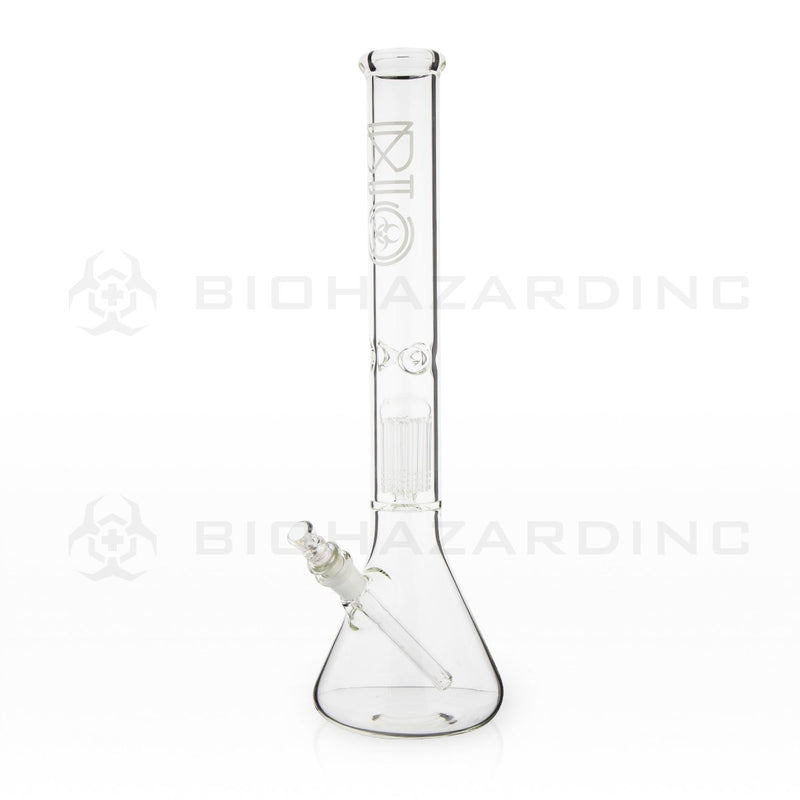 BIO Glass Single Chamber Beaker | 18" 50mm x 5mm 10 Arm Tree Perc Water Pipe | White