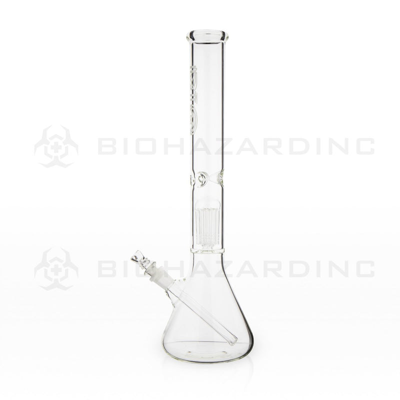 BIO Glass Single Chamber Beaker | 18" 50mm x 5mm 10 Arm Tree Perc Water Pipe | White