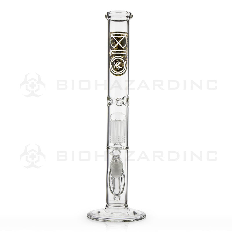 BIO Glass Single Chamber Straight | 18" 50mm x 5mm 10 Arm Tree Perc Water Pipe | Camo