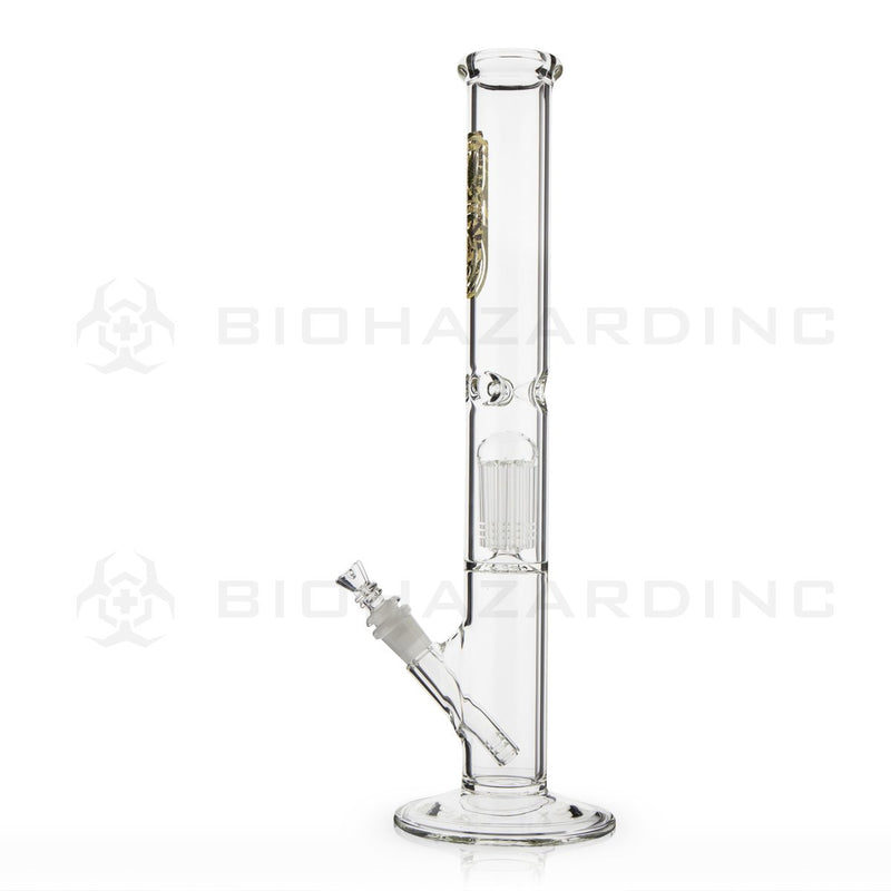 BIO Glass Single Chamber Straight | 18" 50mm x 5mm 10 Arm Tree Perc Water Pipe | Camo