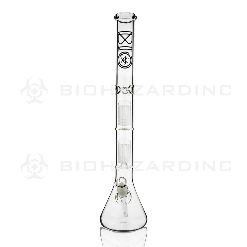 BIO Glass Double Chamber Beaker | 22" 50mm x 5mm 10 Arm Tree Perc Water Pipe | Black