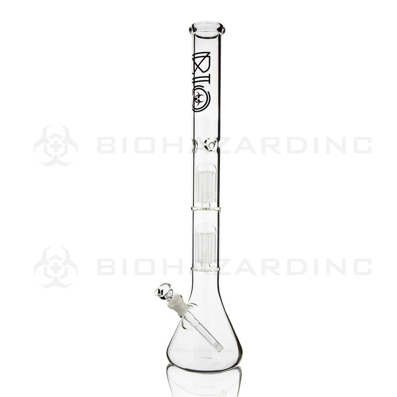 BIO Glass Double Chamber Beaker | 22" 50mm x 5mm 10 Arm Tree Perc Water Pipe | Black