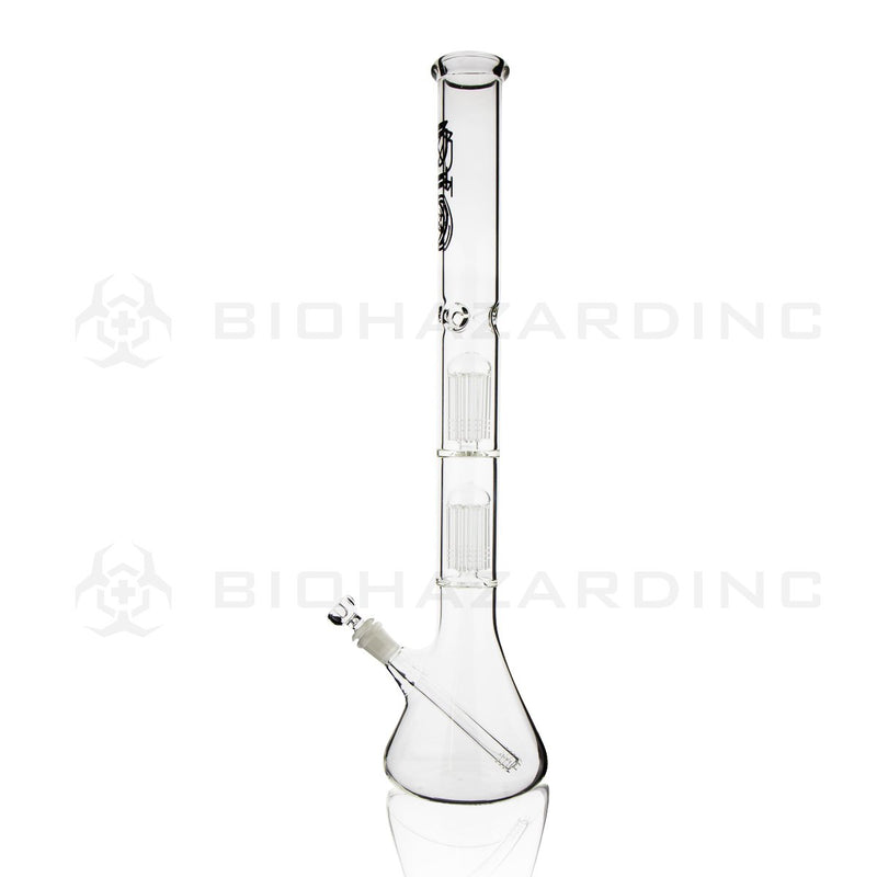 BIO Glass Double Chamber Beaker | 22" 50mm x 5mm 10 Arm Tree Perc Water Pipe | Black