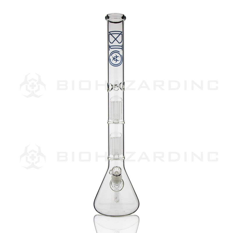 BIO Glass Double Chamber Beaker | 22" 50mm x 5mm 10 Arm Tree Perc Water Pipe | Blue