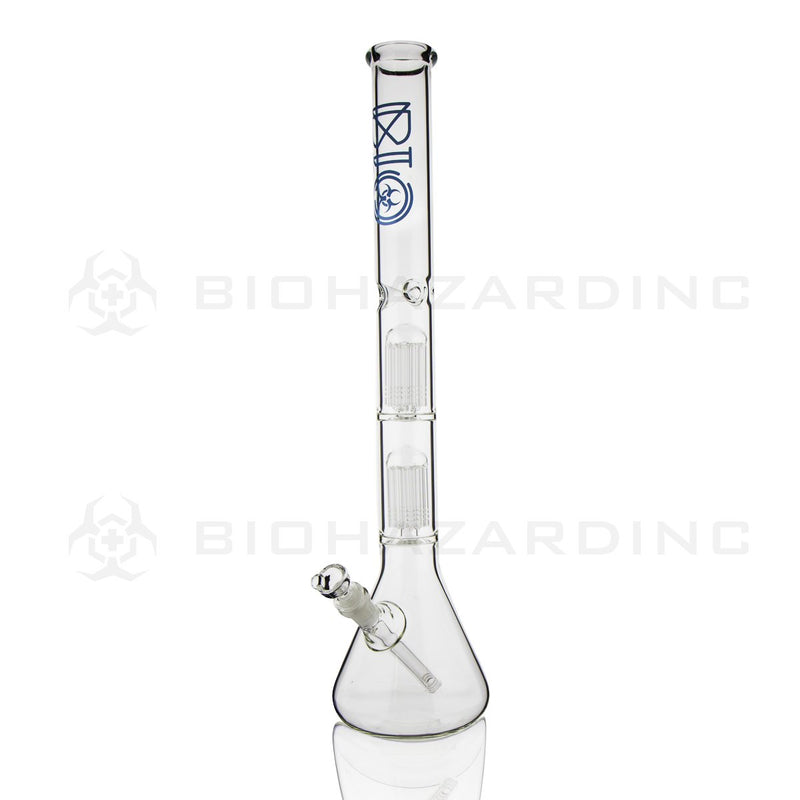 BIO Glass Double Chamber Beaker | 22" 50mm x 5mm 10 Arm Tree Perc Water Pipe | Blue