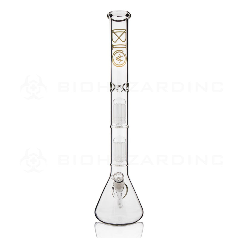 BIO Glass | 22" 50mm x 5mm Double Tree Beaker Water Pipe | Gold