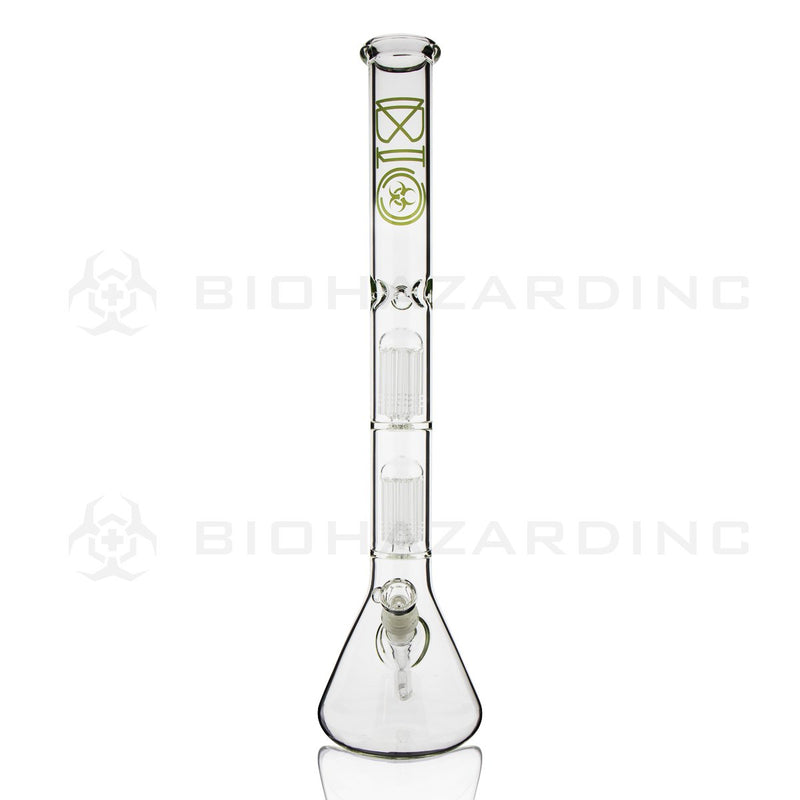 BIO Glass Double Chamber Beaker | 22" 50mm x 5mm 10 Arm Tree Perc Water Pipe | Green