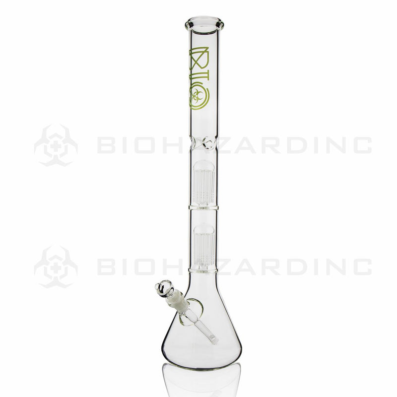 BIO Glass Double Chamber Beaker | 22" 50mm x 5mm 10 Arm Tree Perc Water Pipe | Green