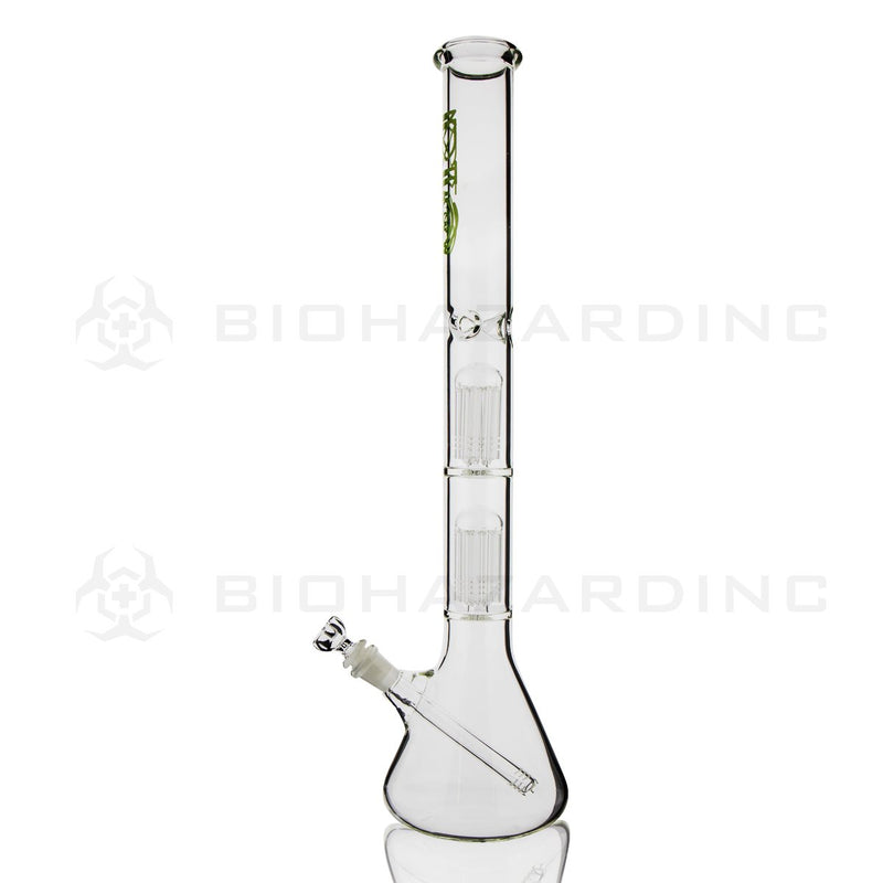 BIO Glass Double Chamber Beaker | 22" 50mm x 5mm 10 Arm Tree Perc Water Pipe | Green