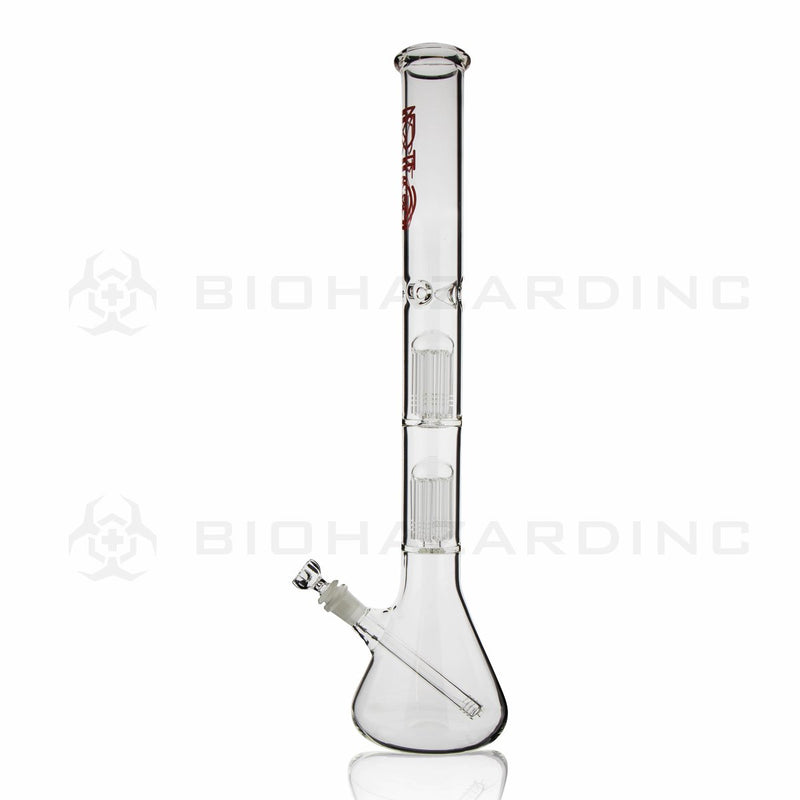 BIO Glass Double Chamber Beaker | 22" 50mm x 5mm 10 Arm Tree Perc Water Pipe | Red