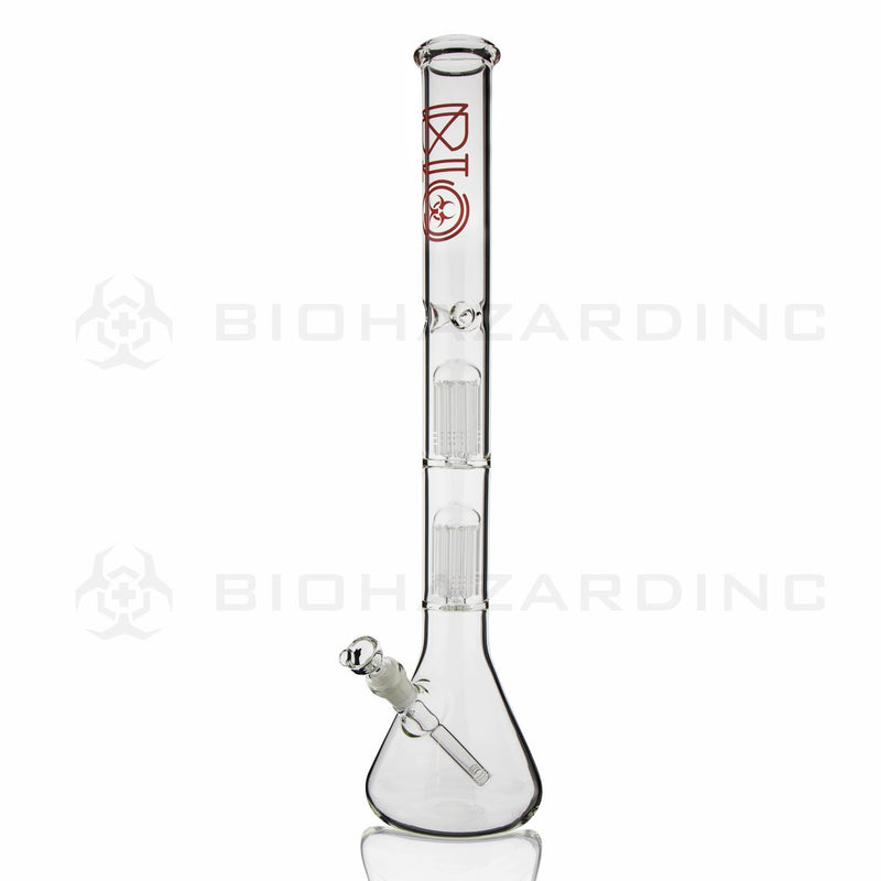 BIO Glass Double Chamber Beaker | 22" 50mm x 5mm 10 Arm Tree Perc Water Pipe | Red