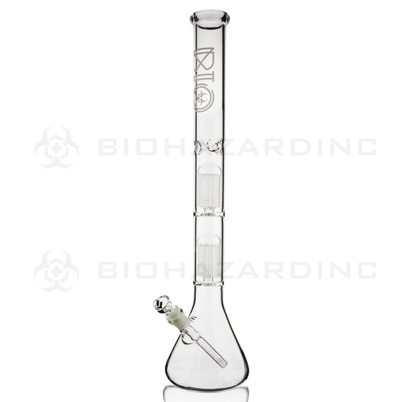 BIO Glass Double Chamber Beaker | 22" 50mm x 5mm 10 Arm Tree Perc Water Pipe | Silver