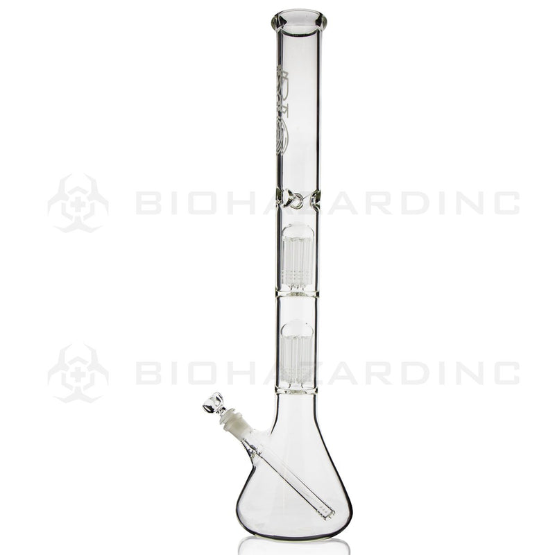 BIO Glass Double Chamber Beaker | 22" 50mm x 5mm 10 Arm Tree Perc Water Pipe | Silver