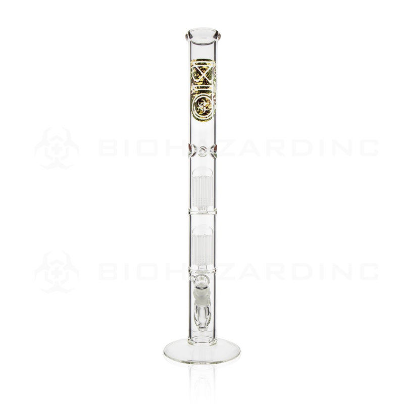 BIO Glass Double Chamber Straight | 22" 50mm x 5mm 10 Arm Tree Perc Water Pipe | Camo