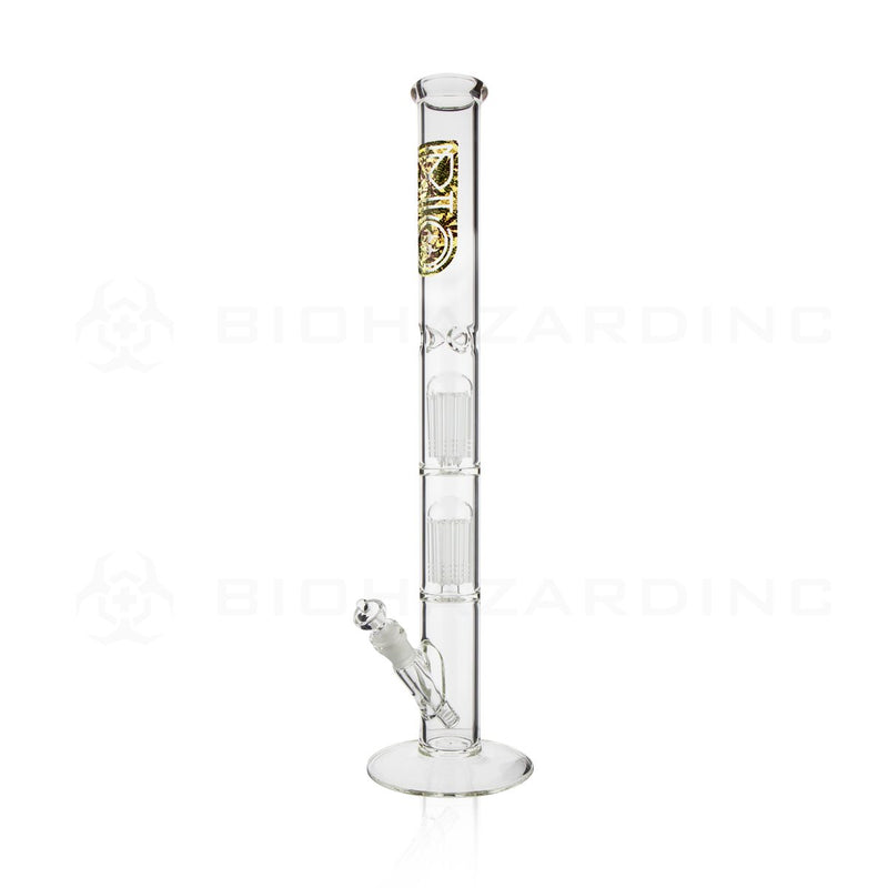 BIO Glass Double Chamber Straight | 22" 50mm x 5mm 10 Arm Tree Perc Water Pipe | Camo