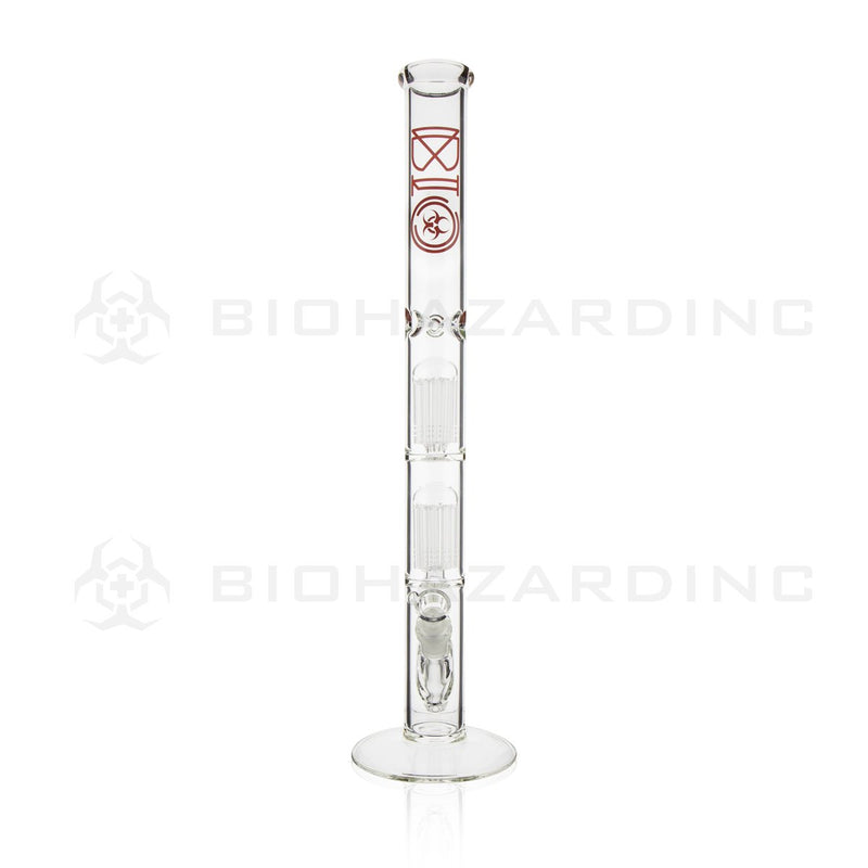 BIO Glass Double Chamber Straight | 22" 50mm x 5mm 10 Arm Tree Perc Water Pipe | Red