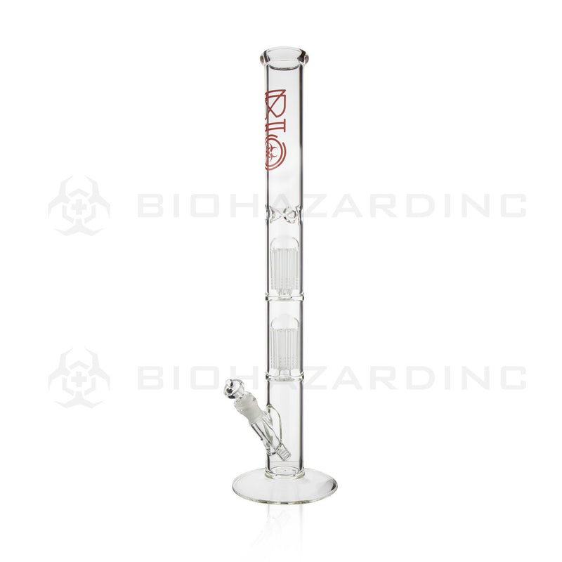 BIO Glass Double Chamber Straight | 22" 50mm x 5mm 10 Arm Tree Perc Water Pipe | Red