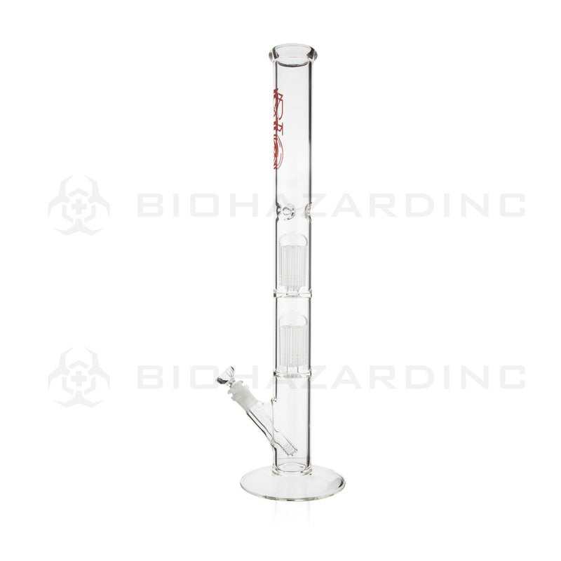 BIO Glass Double Chamber Straight | 22" 50mm x 5mm 10 Arm Tree Perc Water Pipe | Red