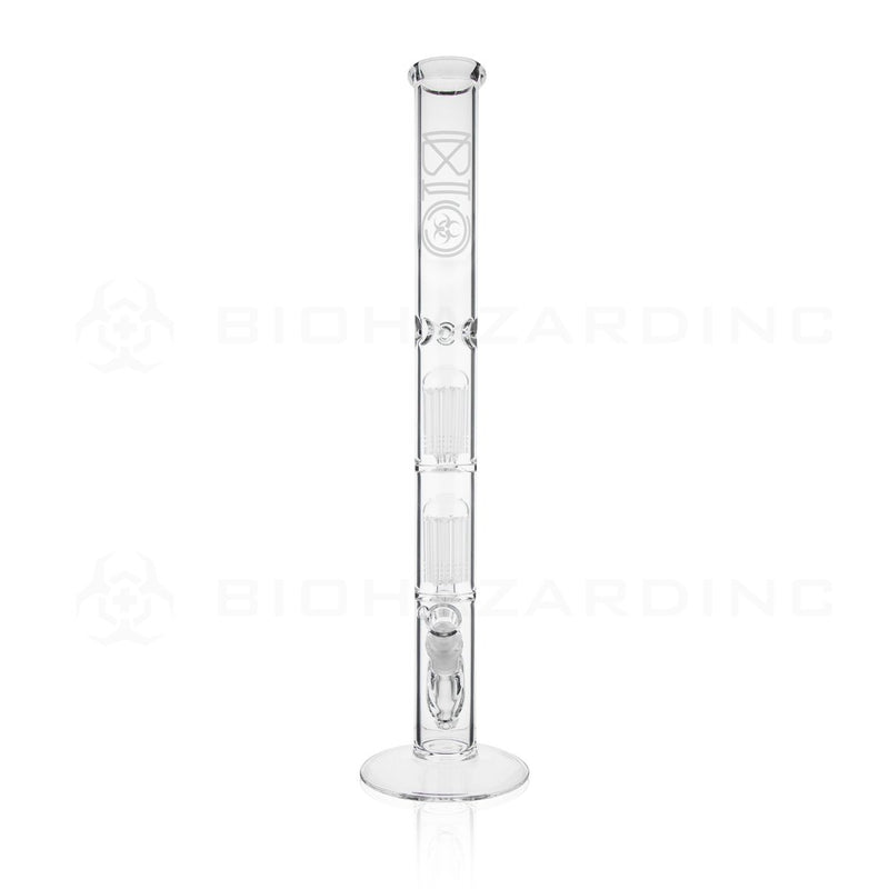 BIO Glass Double Chamber Straight | 22" 50mm x 5mm 10 Arm Tree Perc Water Pipe | White