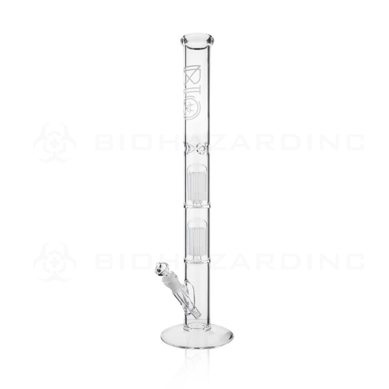 BIO Glass Double Chamber Straight | 22" 50mm x 5mm 10 Arm Tree Perc Water Pipe | White