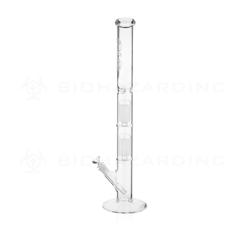 BIO Glass Double Chamber Straight | 22" 50mm x 5mm 10 Arm Tree Perc Water Pipe | White