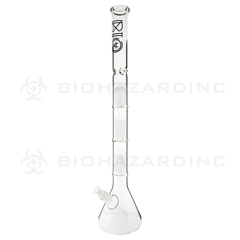 BIO Glass Triple Chamber Beaker | 26" 50mm x 5mm 8 Arm Tree Perc Water Pipe | Black