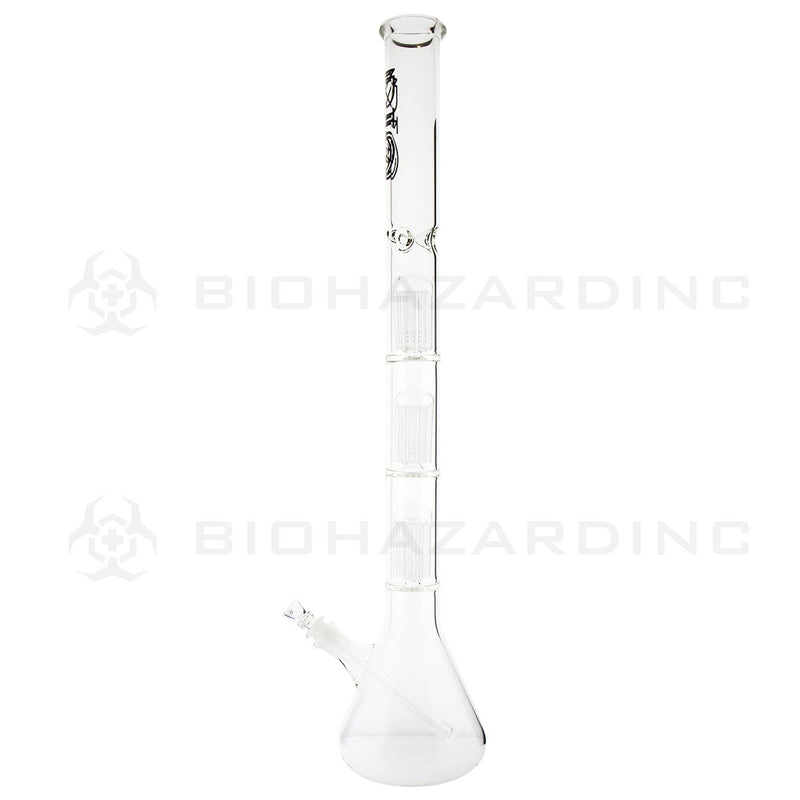 BIO Glass Triple Chamber Beaker | 26" 50mm x 5mm 8 Arm Tree Perc Water Pipe | Black