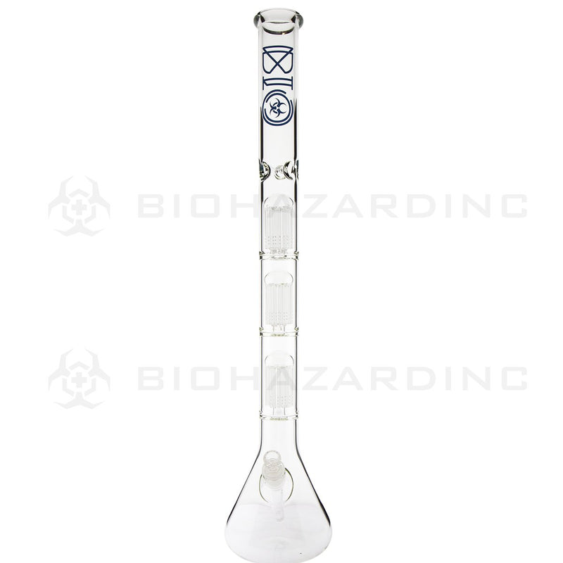 BIO Glass Triple Chamber Beaker | 26" 50mm x 5mm 8 Arm Tree Perc Water Pipe | Blue