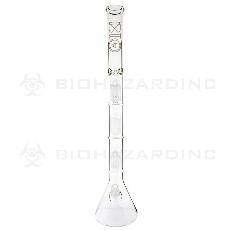 BIO Glass Triple Chamber Beaker | 26" 50mm x 5mm 8 Arm Tree Perc Water Pipe | Gold