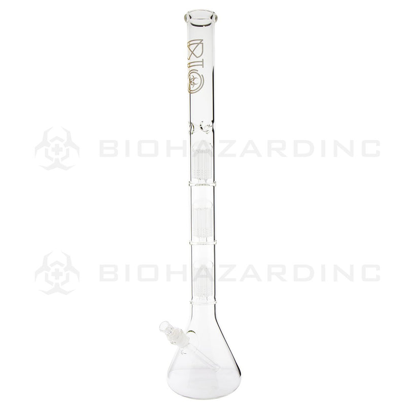 BIO Glass Triple Chamber Beaker | 26" 50mm x 5mm 8 Arm Tree Perc Water Pipe | Gold