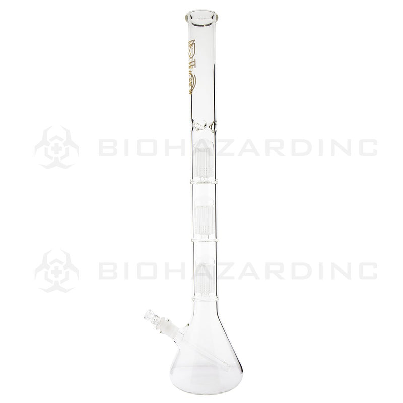 BIO Glass Triple Chamber Beaker | 26" 50mm x 5mm 8 Arm Tree Perc Water Pipe | Gold