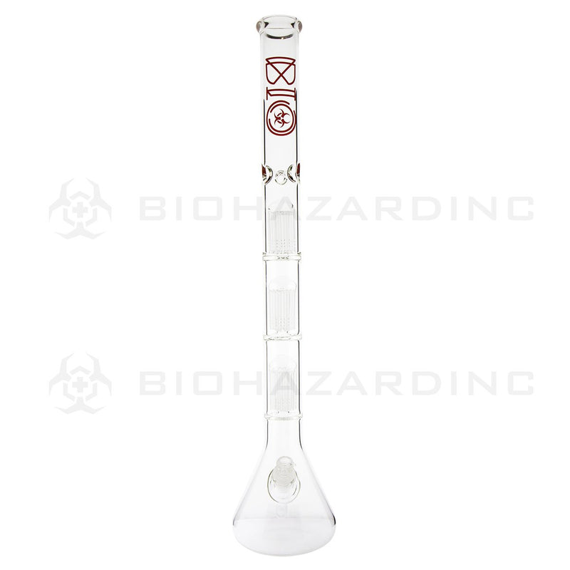 BIO Glass Triple Chamber Beaker | 26" 50mm x 5mm 8 Arm Tree Perc Water Pipe | Red