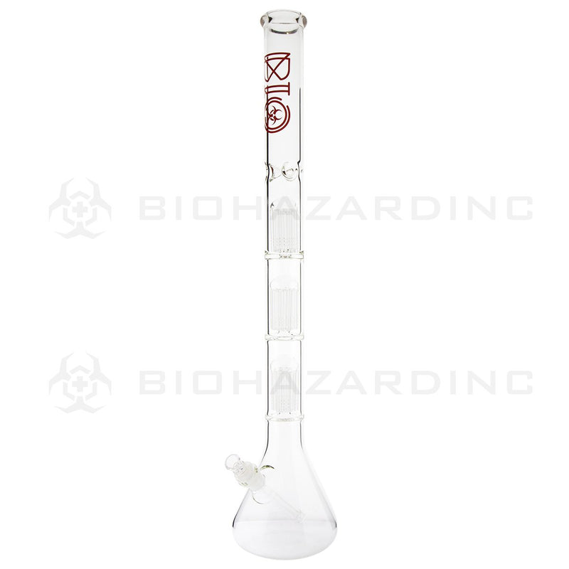 BIO Glass Triple Chamber Beaker | 26" 50mm x 5mm 8 Arm Tree Perc Water Pipe | Red