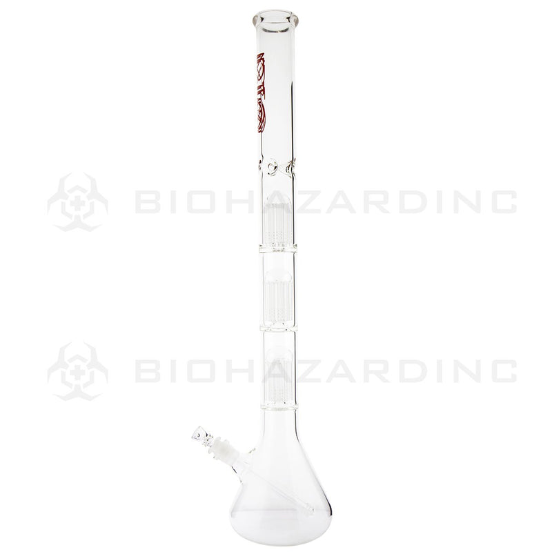 BIO Glass Triple Chamber Beaker | 26" 50mm x 5mm 8 Arm Tree Perc Water Pipe | Red