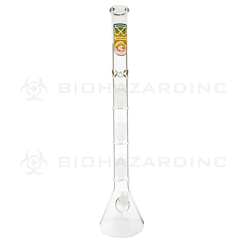 BIO Glass Triple Chamber Beaker | 26" 50mm x 5mm 8 Arm Tree Perc Water Pipe | Rasta