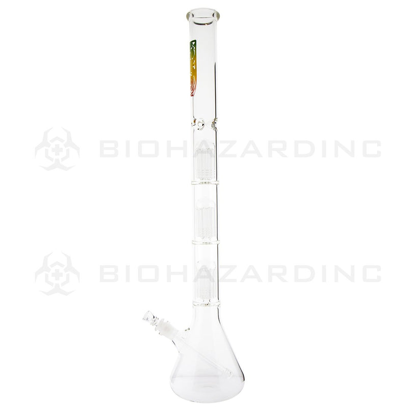 BIO Glass Triple Chamber Beaker | 26" 50mm x 5mm 8 Arm Tree Perc Water Pipe | Rasta