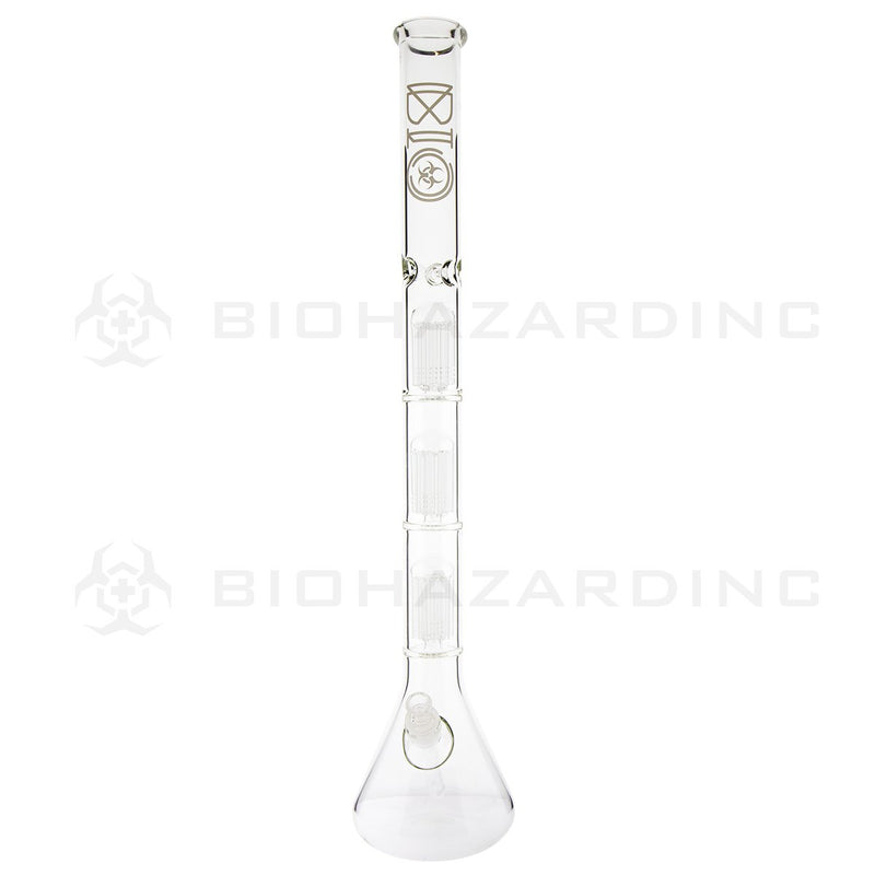 BIO Glass Triple Chamber Beaker | 26" 50mm x 5mm 8 Arm Tree Perc Water Pipe | White