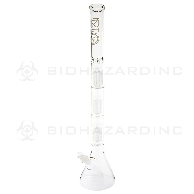 BIO Glass Triple Chamber Beaker | 26" 50mm x 5mm 8 Arm Tree Perc Water Pipe | White