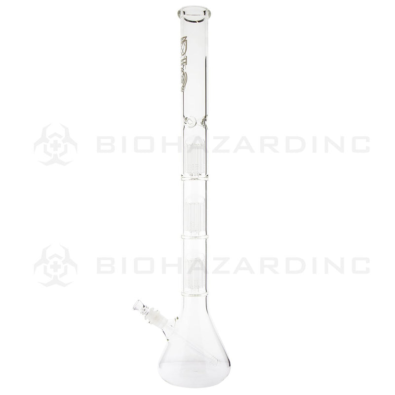 BIO Glass Triple Chamber Beaker | 26" 50mm x 5mm 8 Arm Tree Perc Water Pipe | White