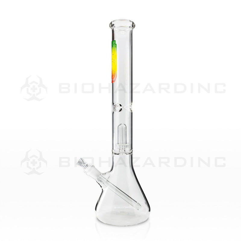 BIO Glass | 18" Showerhead Perc Beaker Water Pipe | Rasta Logo