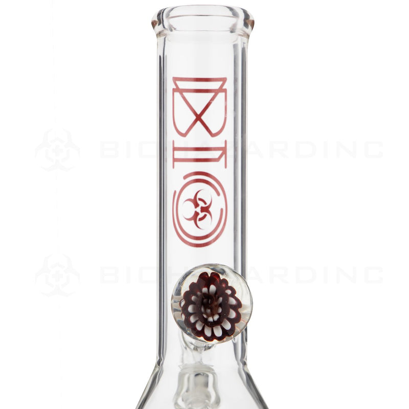 BIO Glass | 12" 50mm x 5mm Flower Marble Beaker Water Pipe | Red