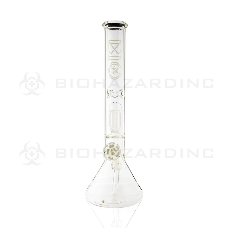 BIO Glass Flower Marble | 18" 50mm x 5mm 8 Arm Tree Perc Beaker Water Pipe | White