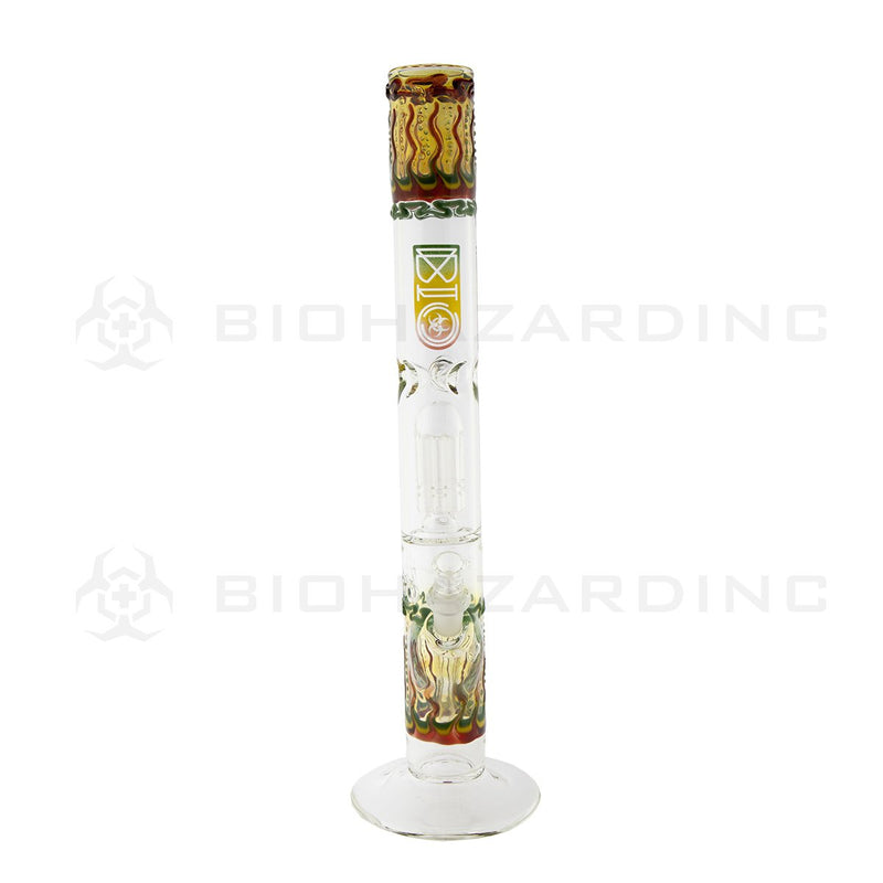 BIO Glass Straight | 18" 50mm x 5mm 8 Arm Tree Perc Water Pipe | Rasta