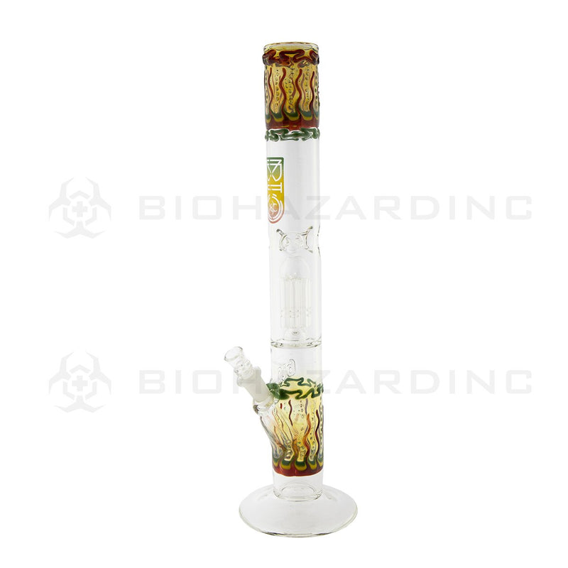 BIO Glass Straight | 18" 50mm x 5mm 8 Arm Tree Perc Water Pipe | Rasta