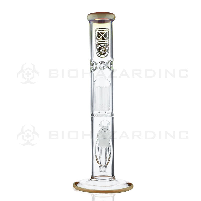 BIO Glass Single Chamber | 14" 50mm x 5mm 10 Arm Tree Perc Straight Water Pipe | Caramelo Trim