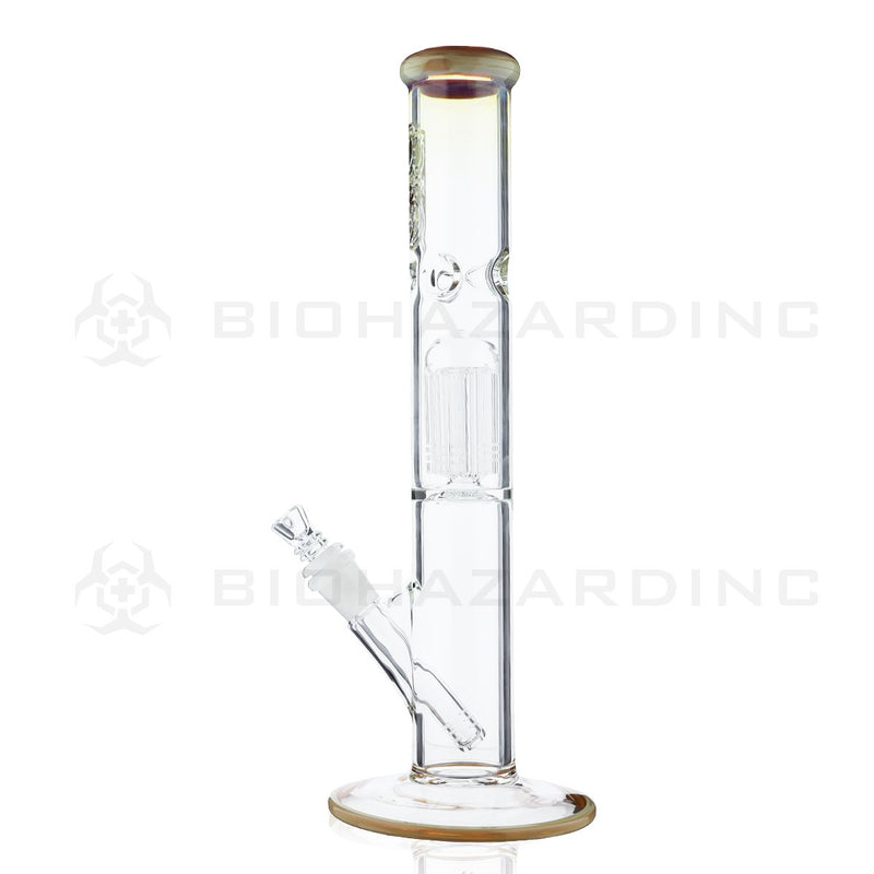 BIO Glass Single Chamber | 14" 50mm x 5mm 10 Arm Tree Perc Straight Water Pipe | Caramelo Trim