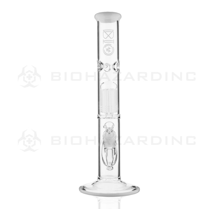 BIO Glass Single Chamber | 14" 50mm x 5mm 10 Arm Tree Perc Straight Water Pipe | Star White Trim