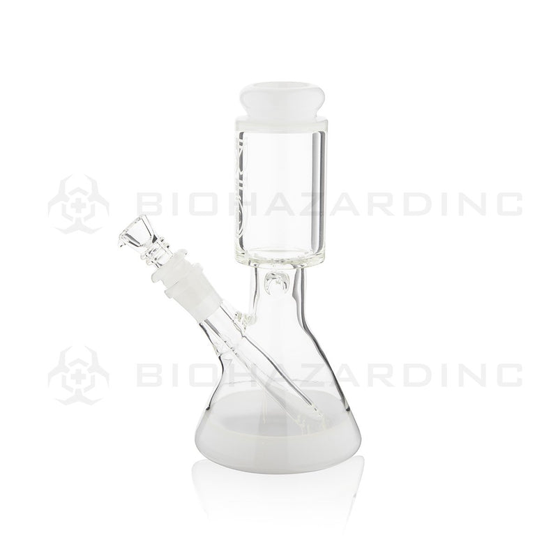 BIO Glass | 8" 50mm x 25mm Wide Chamber  Beaker Water Pipe | White Trim