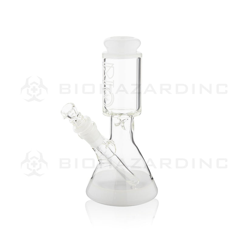 BIO Glass | 8" 50mm x 25mm Wide Chamber  Beaker Water Pipe | White Trim