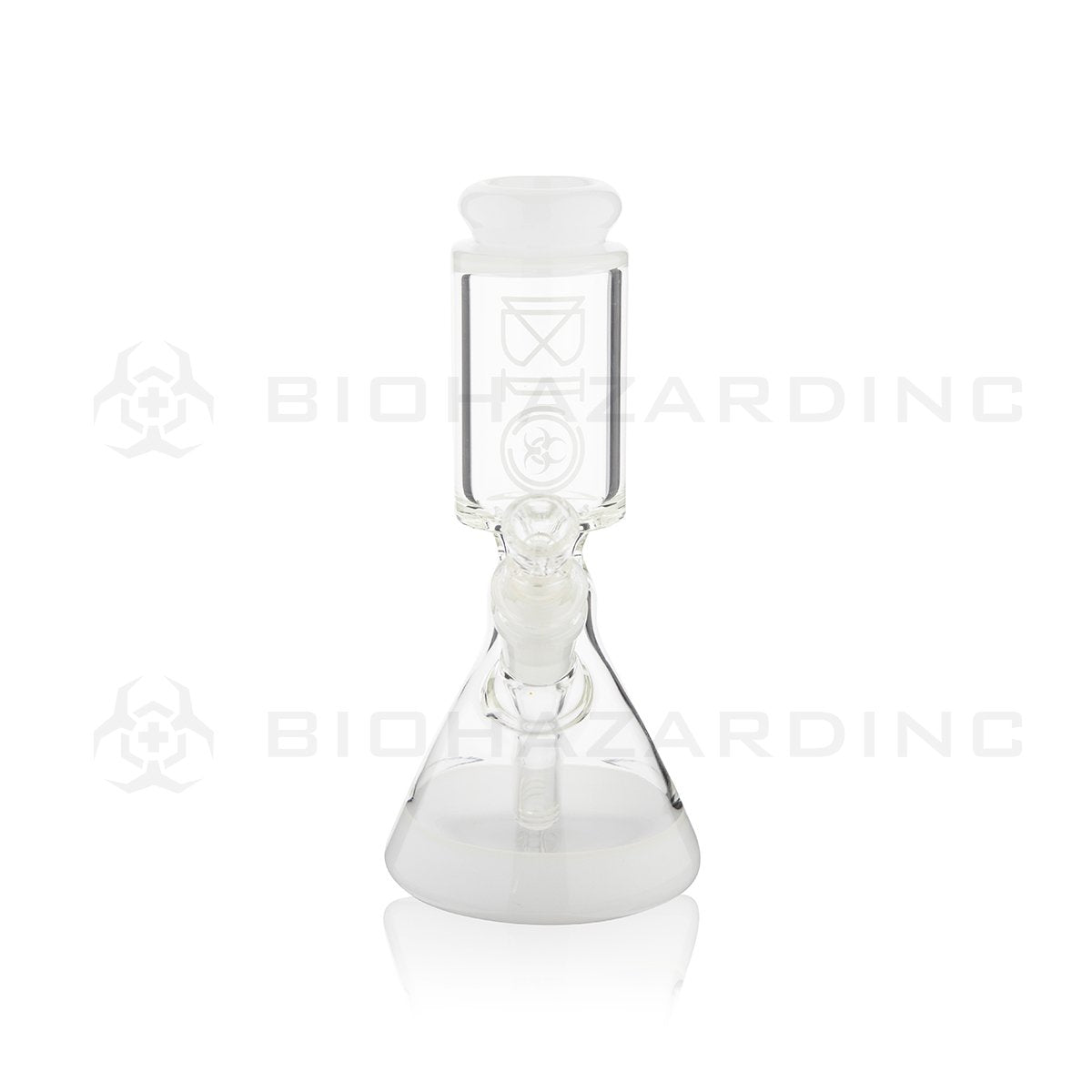 BIO Glass | 8" 50mm x 25mm Wide Chamber  Beaker Water Pipe | White Trim